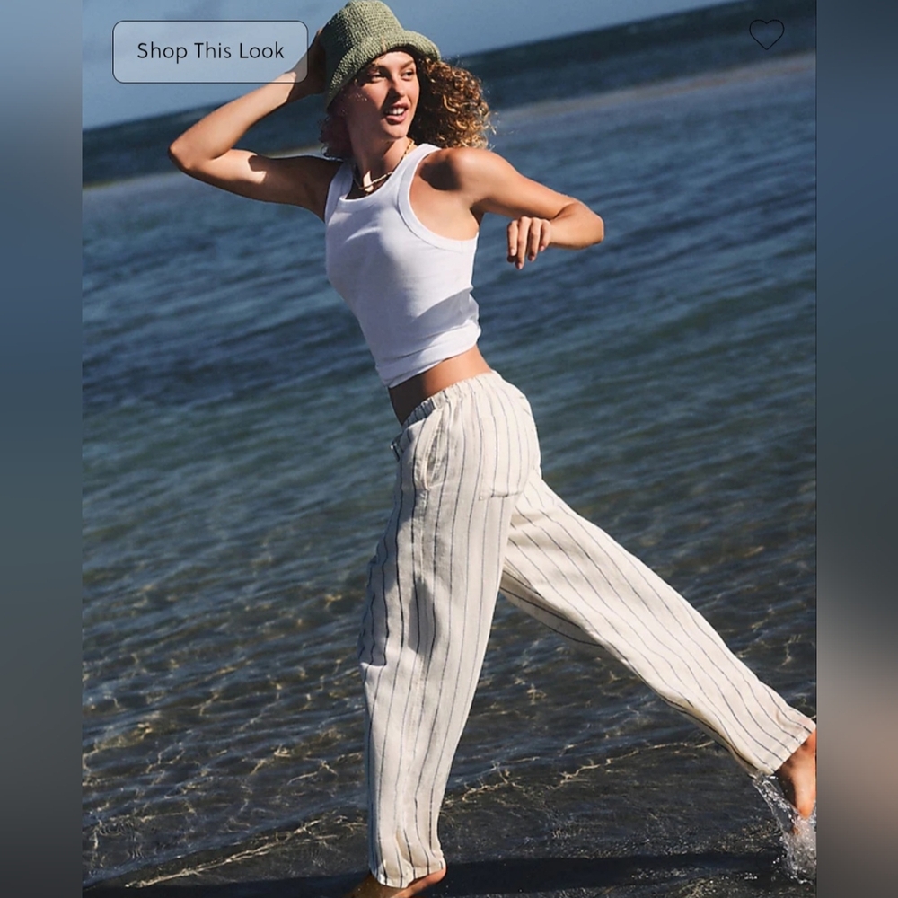 J.Crew Soleil pant in striped linen Size L